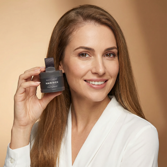 HairRich™ – La poudre qui masque instantanément vos zones clairsemées !